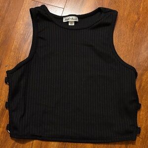 Derek Heart Black Ribbed Crop Top